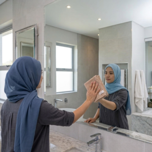 فوطة الزجاج ابيض ذهبي Glass towel - White perrep