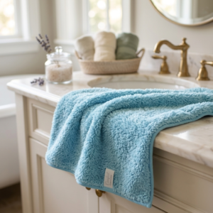 فوطة ناعمة ازرق Velvet towel - Baby Blue