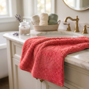 فوطة ناعمة بطيخي Velvet towel - Baby RED